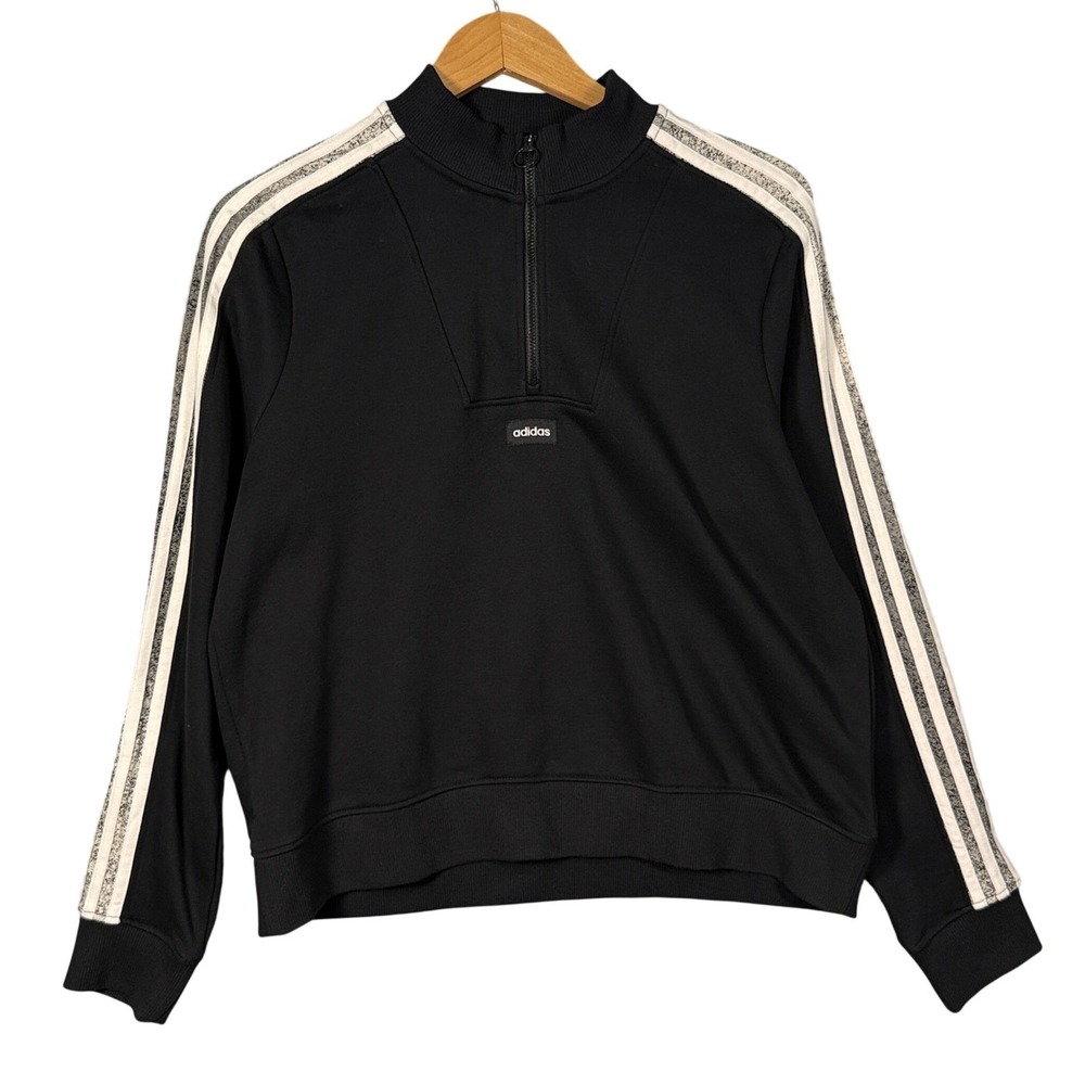 Adidas Adibreak Track Jacket Mens L Black 3 Stripe Trefoil Quarter Zip Y2K